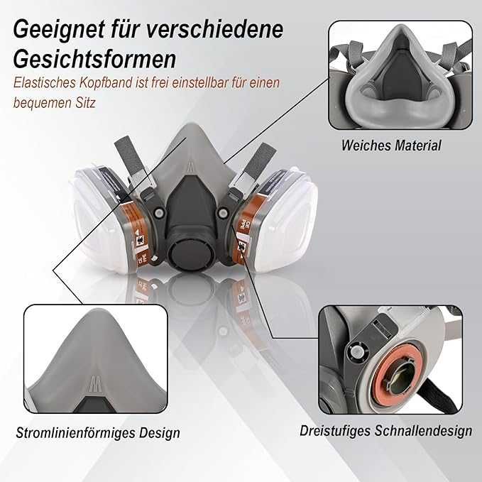 Respirator Faburo wielokrotnego użytku, zestaw masek przeciwpyłowych