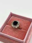 Pierścionek złoty Art Deco z Szafirem 2,92ct i Brylantami