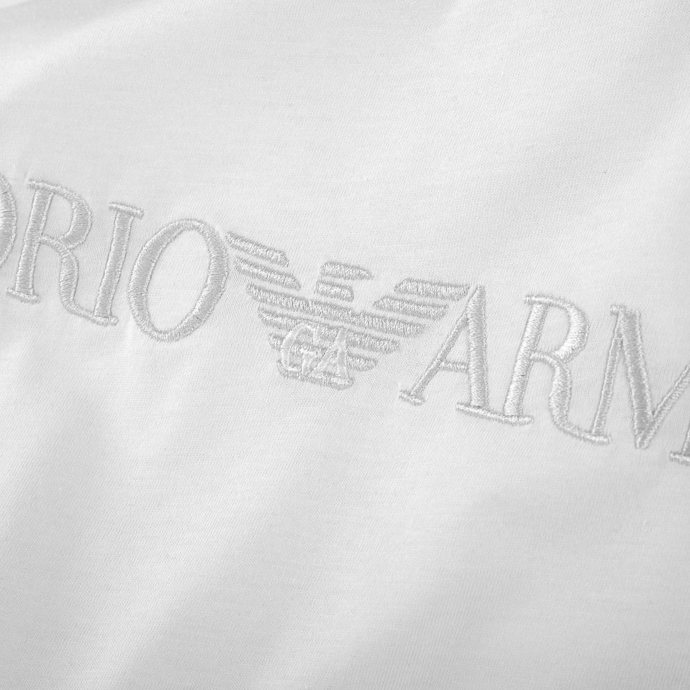 Emporio Armani T-Shirt Białe Logo Haftowane R. S