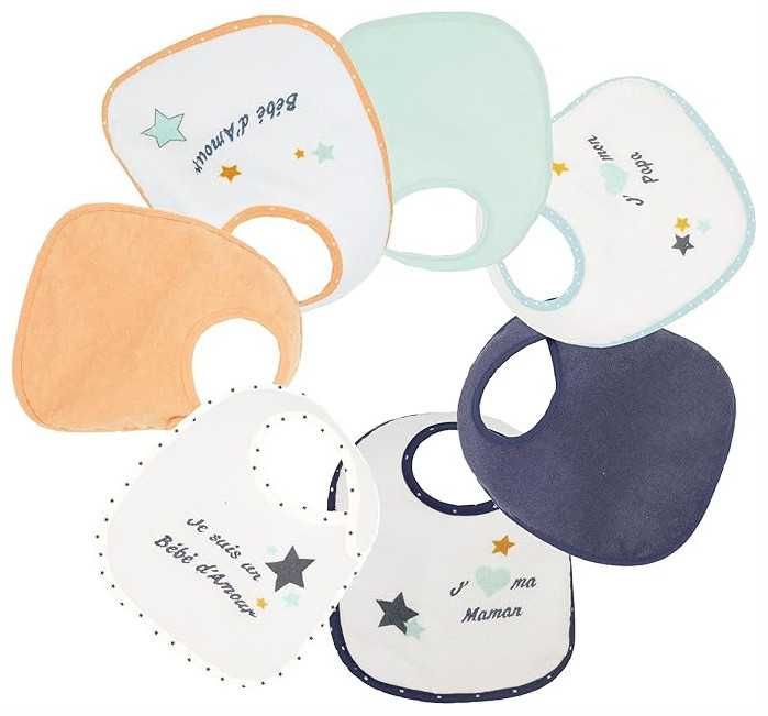 Zestaw 7 Śliniaków Dla Niemowląt TROIS KILOS SEPT Wodoodporne 0-4M