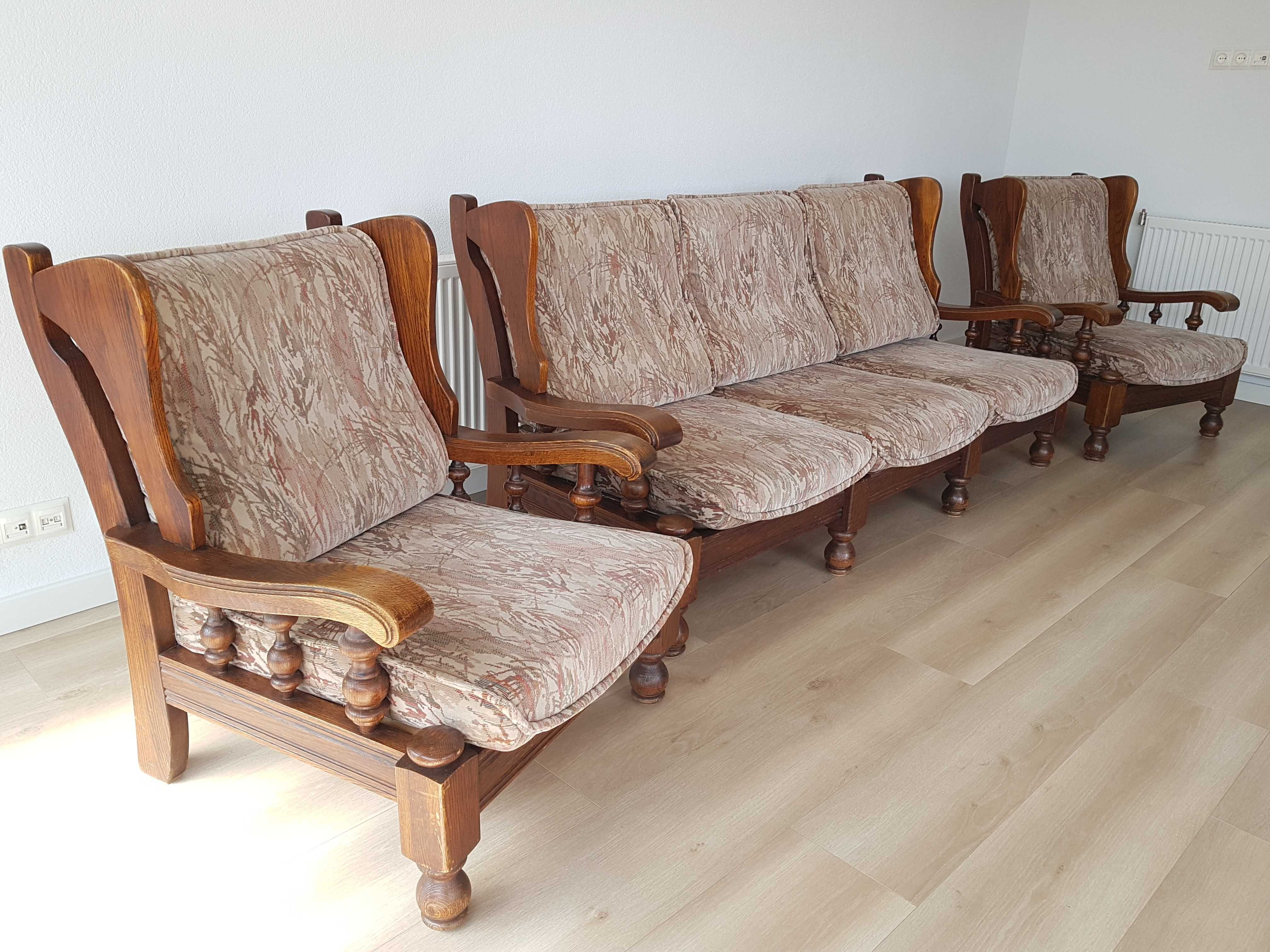 Meble wypoczynkowe dębowe Sofa i 2 Fotele Biłgoraj