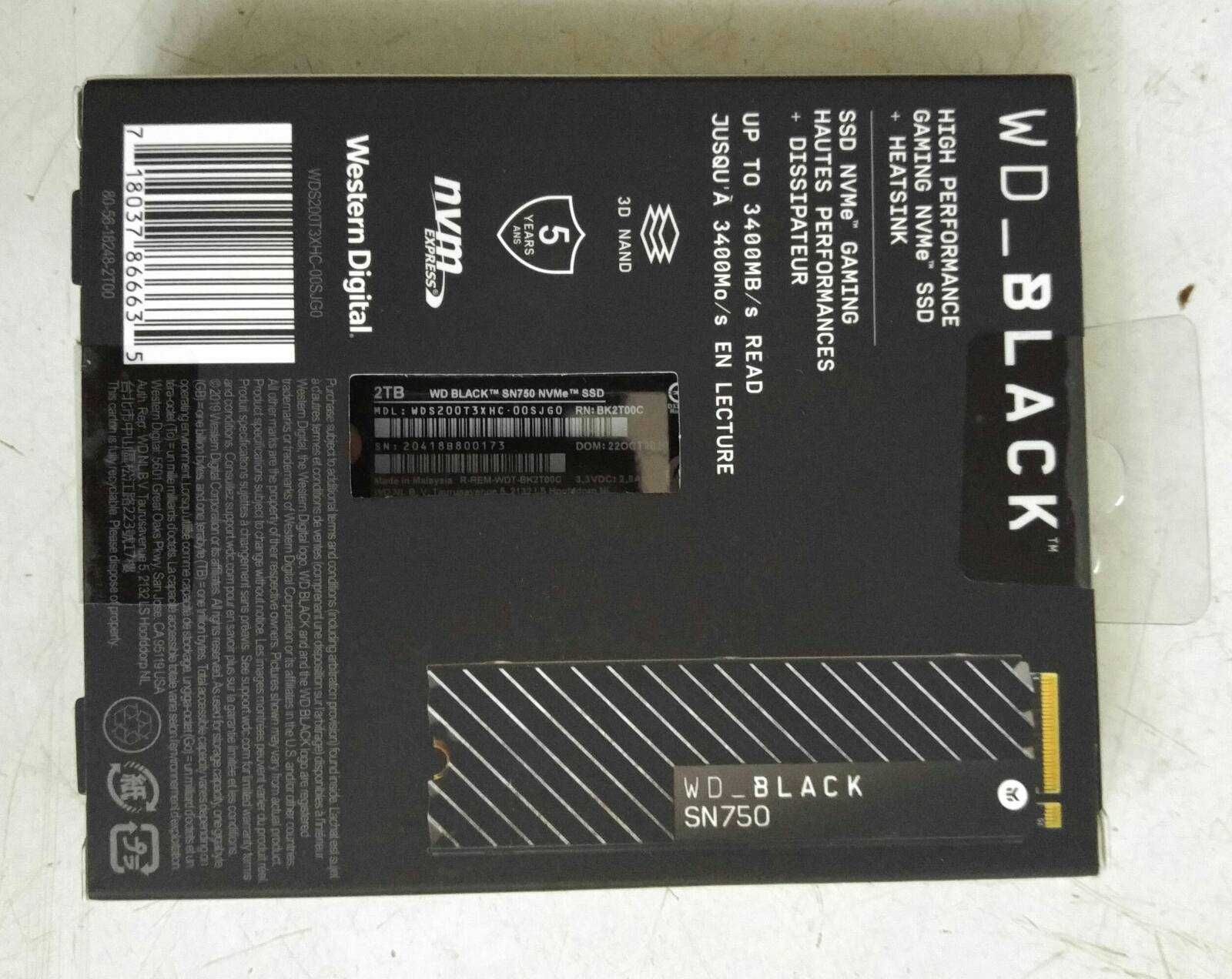 SSD с радиатором WD Black SN750 2 TB NVME