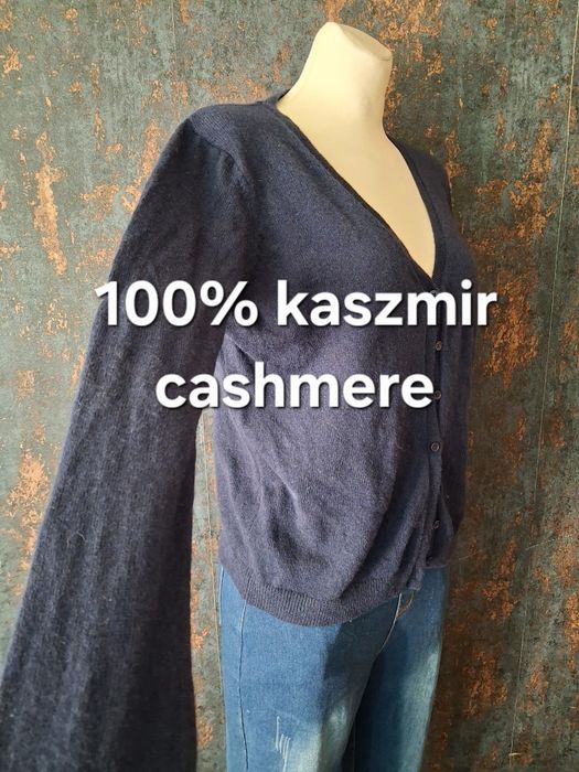 Kaszmirowy kardigan sweter granat rozmiar xl