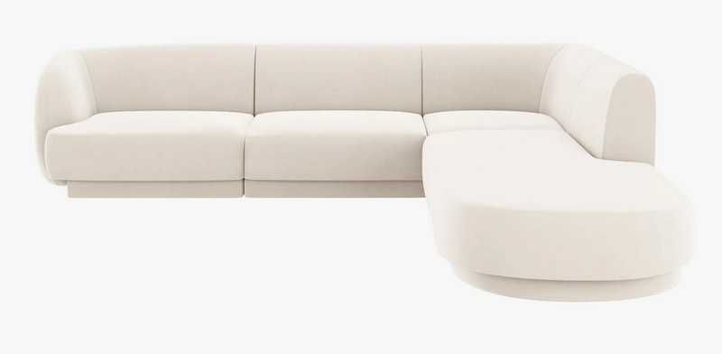 Sofa narożna 6-os. Miley Micadoni Welur jasny beż prawa 255x248x70cm