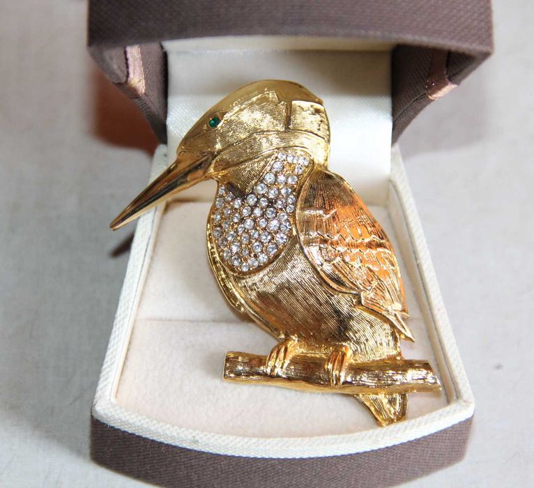 broszka ptak ptaszek ptaki koliber złoty złota apart