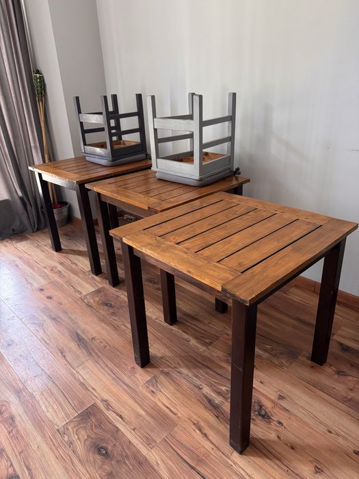 Mesa de madeira (4 unidades) – estilo rústico