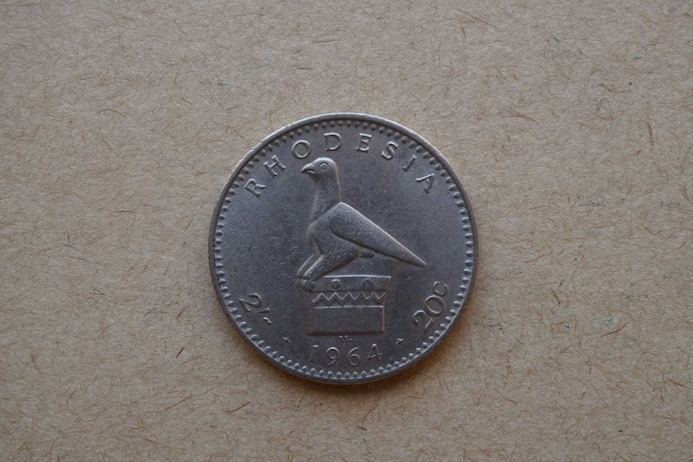Moeda 20 centavos - Rodésia - Elizabeth II - 1964