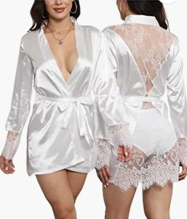 Атласний халат з відкритою спинкою