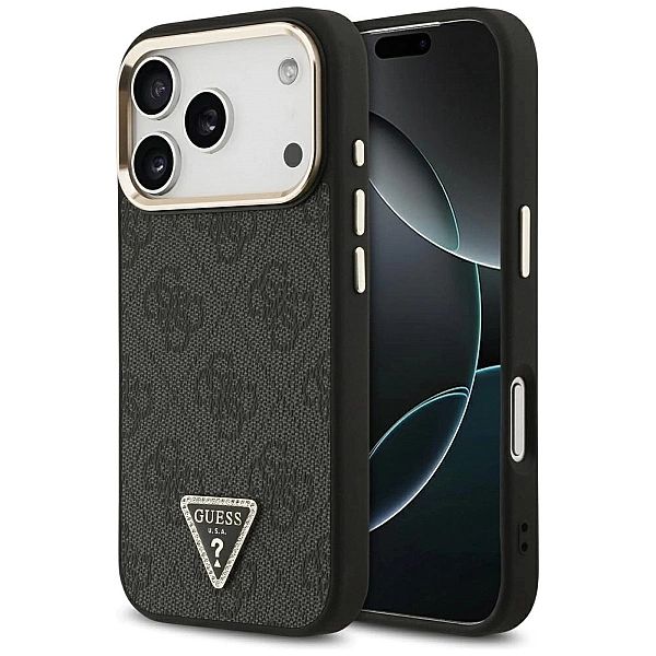 Etui Guess 4G Triangle Logo MagSafe na iPhone 17 Pro - czarno-złote