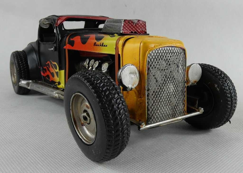 Metalowy model pojazd HOT ROD auto ogień FIRE 32cm