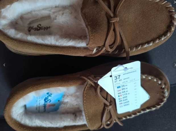 Buty kapcie mokasyny damskie ocieplane nowe