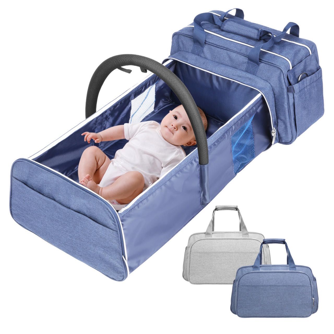 Рюкзак-трансформер для мам з люлькою та пеленальним місцем синій