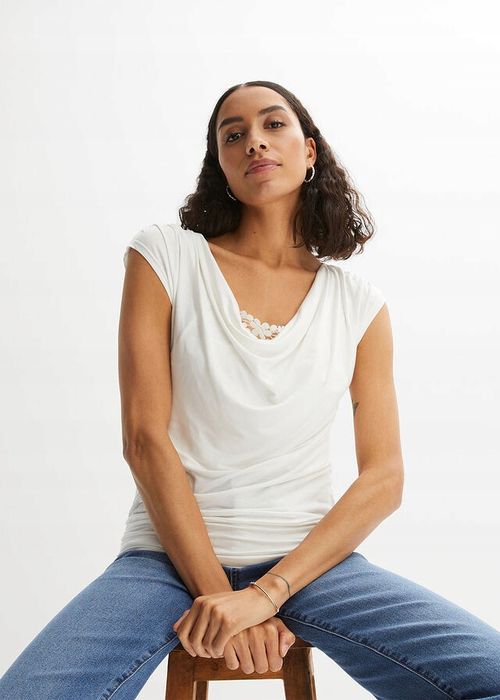 B.P.C bluzka t-shirt śmietanka koronka 36/38.