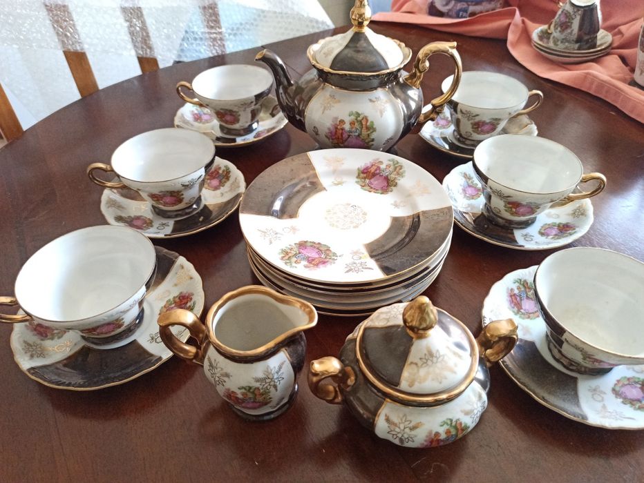 Serviço de chá chinês para 6 pessoas em porcelana Lucky China - meados