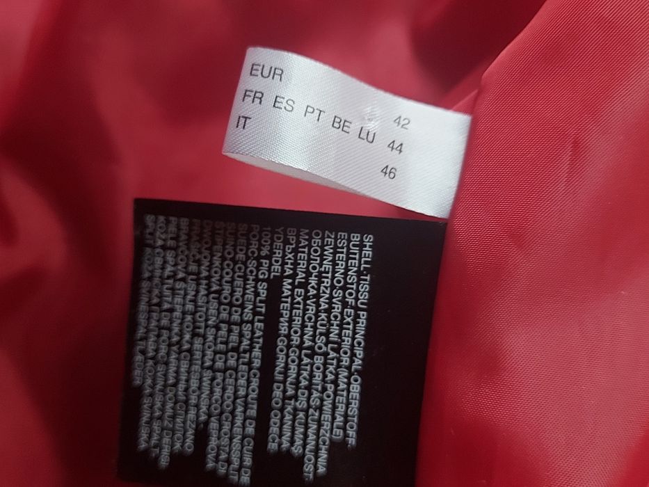 Kurtka ramoneska prawdziwa skóra zamszowa czerwona rozmiar 42 firma C&