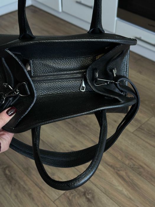 Шкіряна чорна жіноча сумка , сумка чорна шкіра