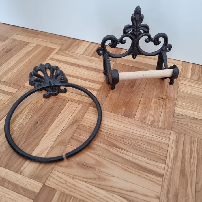 Żelazny zestaw do łazienki, uchwyt na papier i ręcznik Vintage rustyka