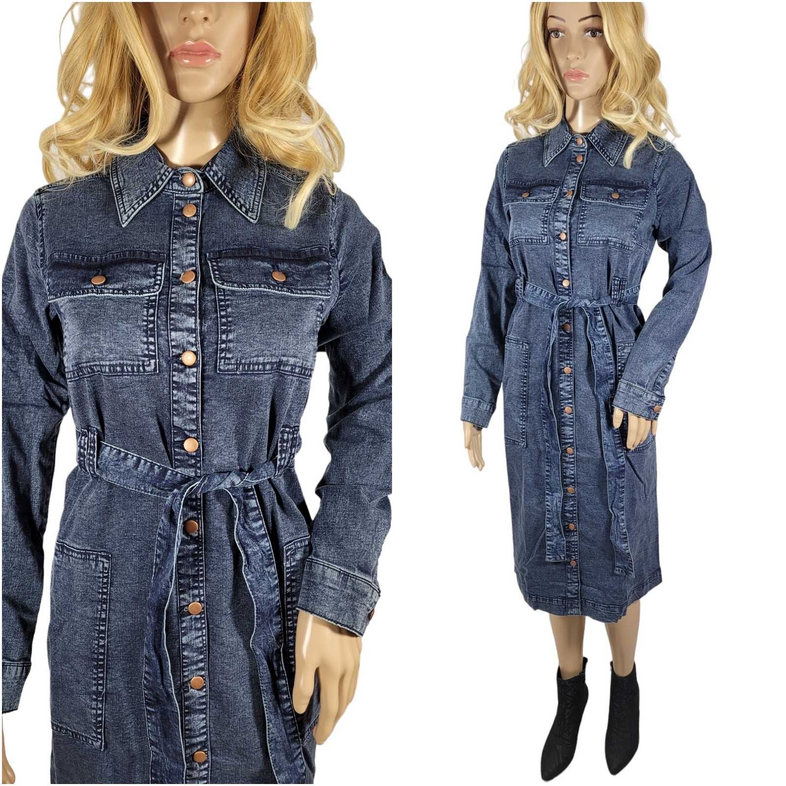 Nowa jeansowa sukienka szmizjerka 34,XS/36,S BonPrix BPC guziki