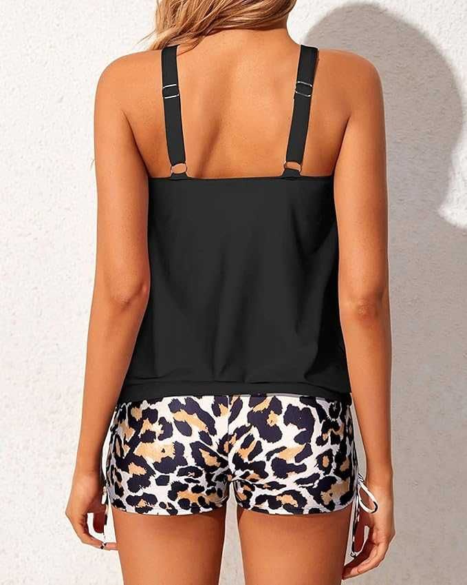 Strój kąpielowy dwuczęściowy z szortami tankini XXL