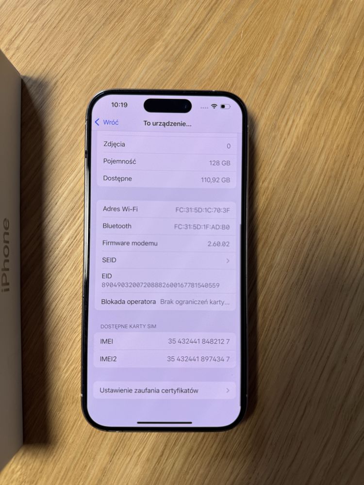 Iphone 15 pro 100% kondycji biały