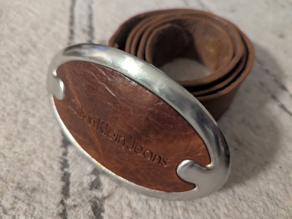 Pasek brązowy skórzany Calvin Klein