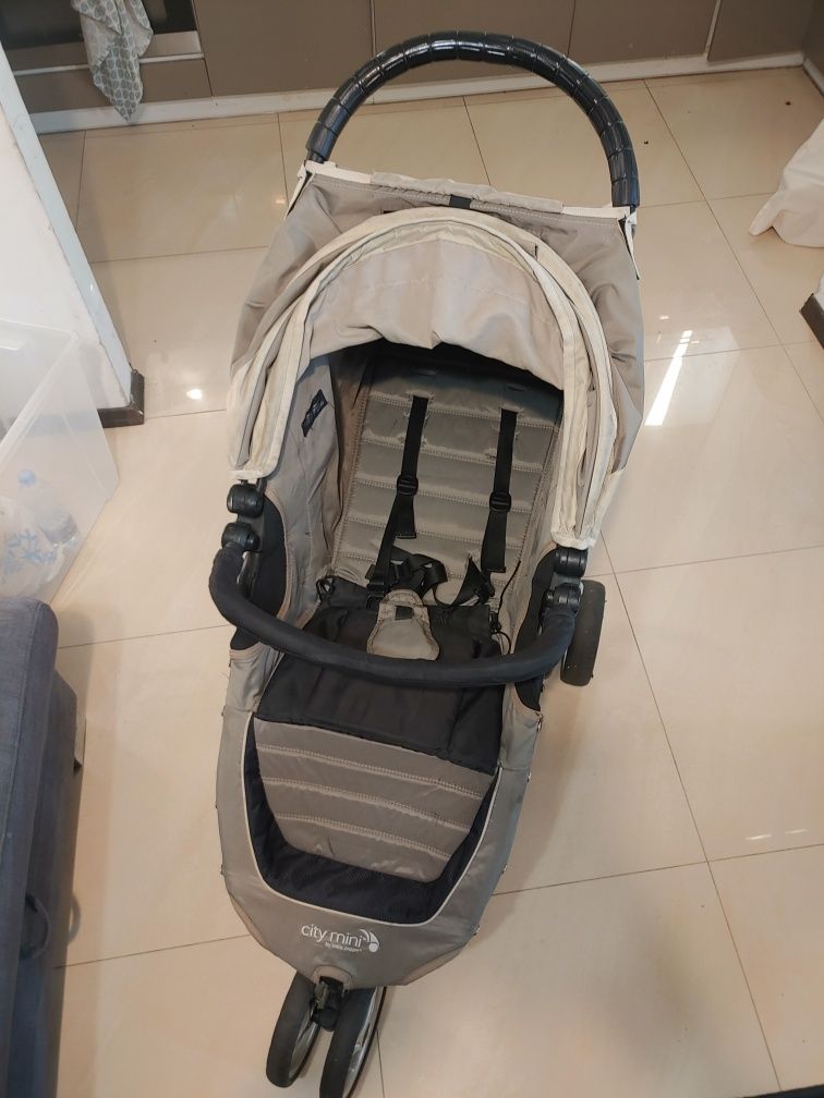 Wózek baby jogger city mini, przedłużka, folia przeciwdeszczowa