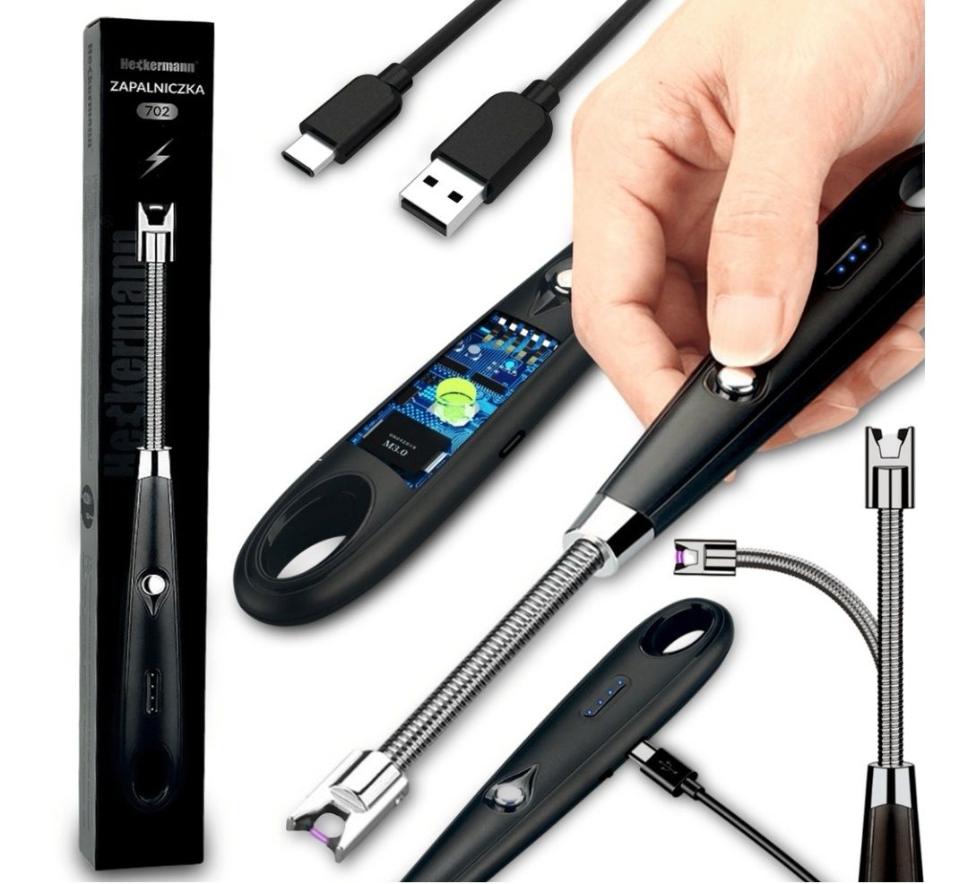 Nowa zapalniczka plazmowa USB Heckermann – uszk. opak.