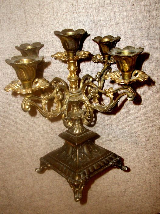 Świecznik-Kandelabr mosiężny 5 ramienny
