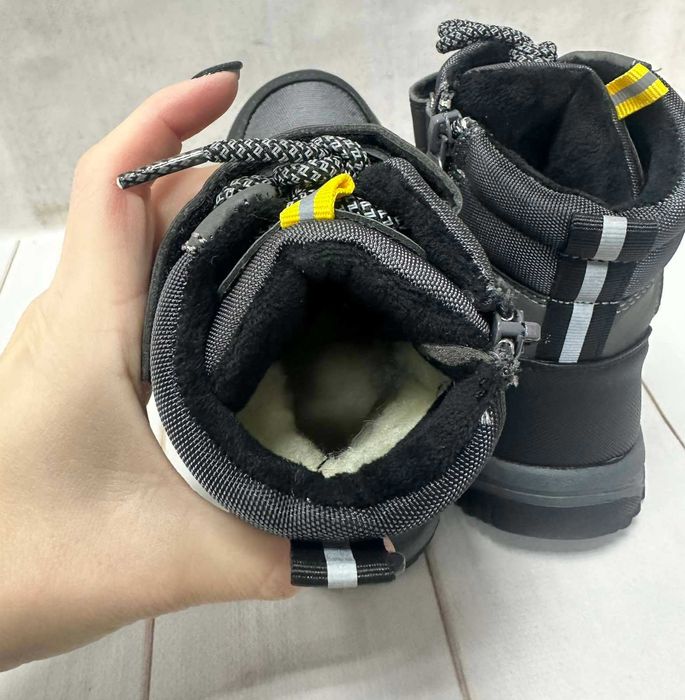 Зимові дитячі чоботи водовідштовхуючі  для хлопчика сірі 27-31