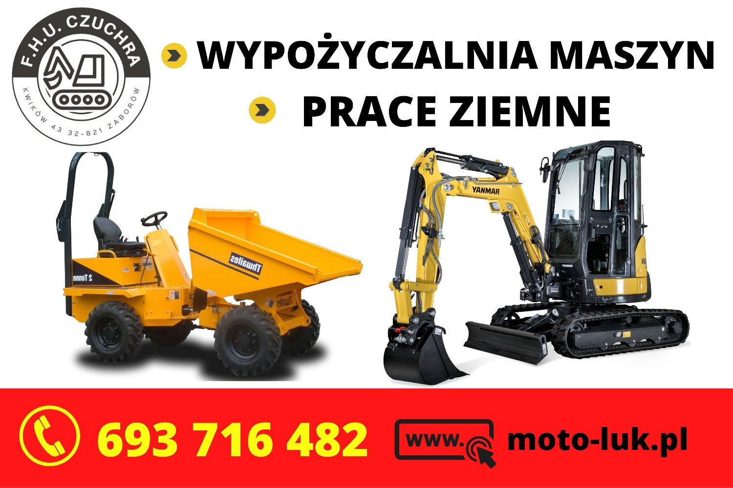 Wynajem minikoparka  2.7 T  wozidło prace ziemne Radłów