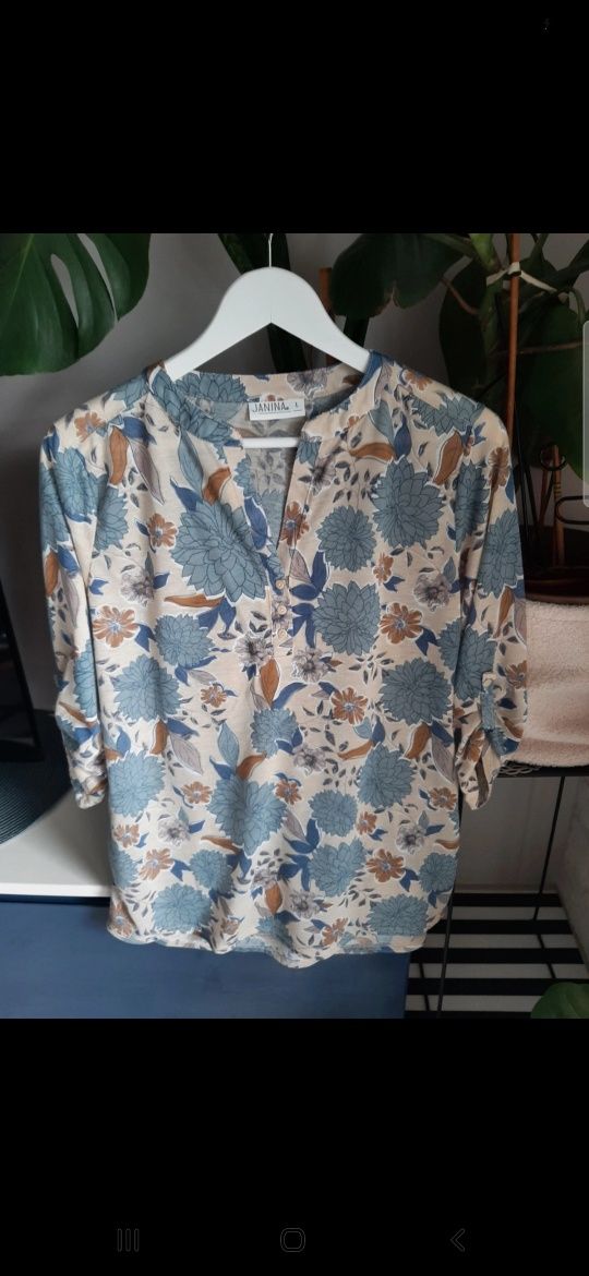 Bluzka w kwiaty 3/4 rękaw "Janina" L