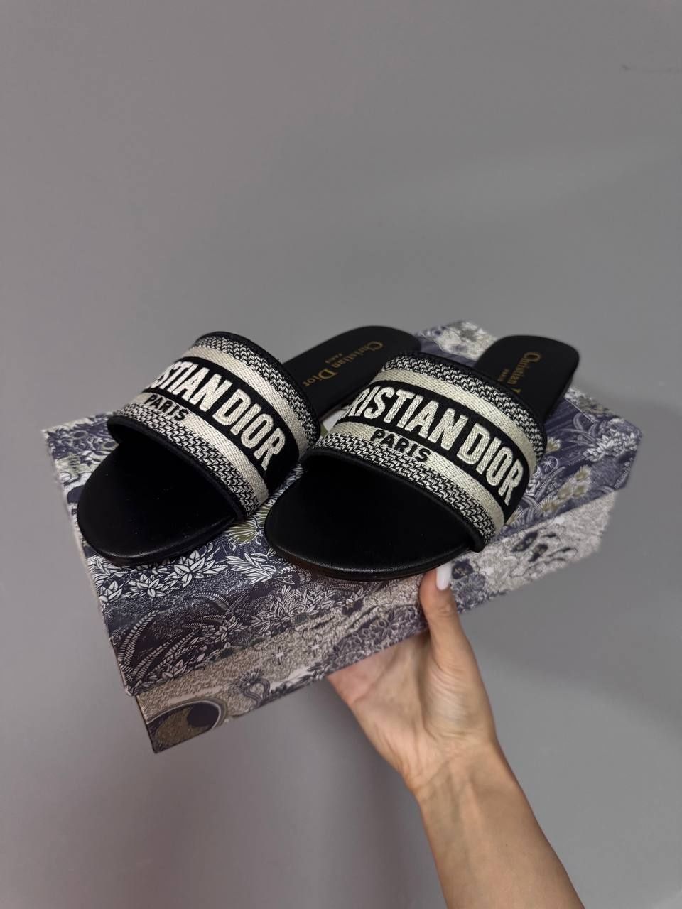 р36-41 Шльопанці Dior Dway Slides Black leather premium