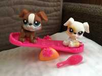 Figurka Littlest Pet Shop piesek bokser LPS #83 i 84 + huśtawka