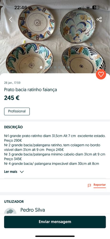 Floreira em prata antiga