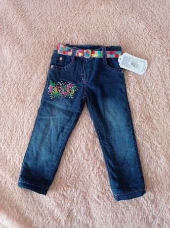 Тёплые джинсы  с ремешком 1-2 год 80-86-92 см,штаны, джинси теплі фліс