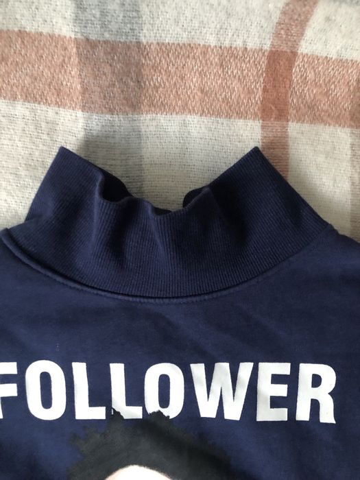 Granatowa bawełniana ocieplana bluza damska, bufki, nadruk, stojka S-L