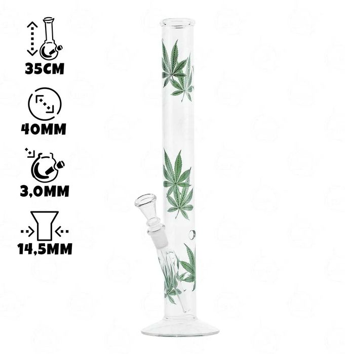 Sklep Mary Jane | Bongo Szklane Greenline Straight Zielone Liście | 35