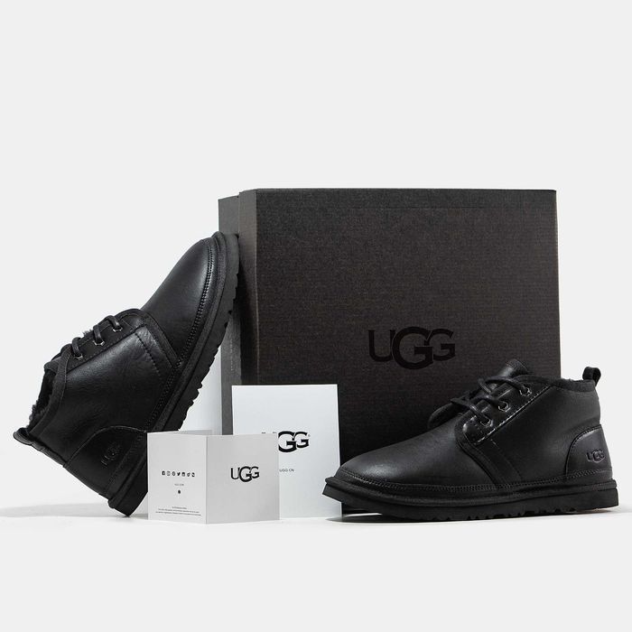Унисекс зимние Ugg Neumel кожаные угги мен ньюмел зимові уггі чорні