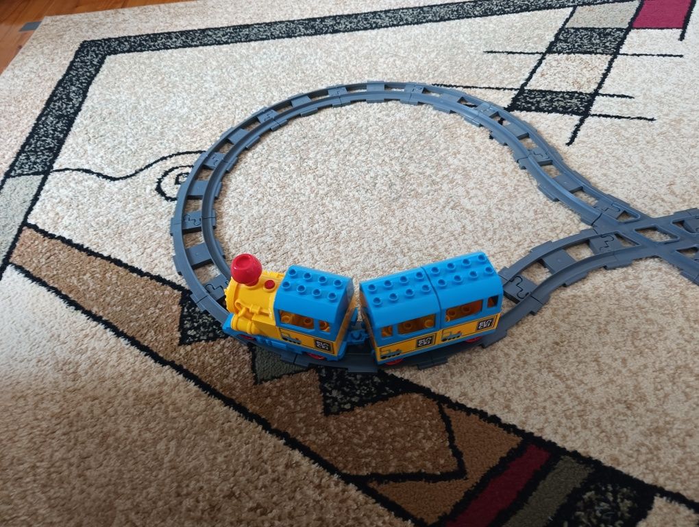 LEGO kompatybilne z Duplo zestaw lokomotywa straż zwierzątka klocki