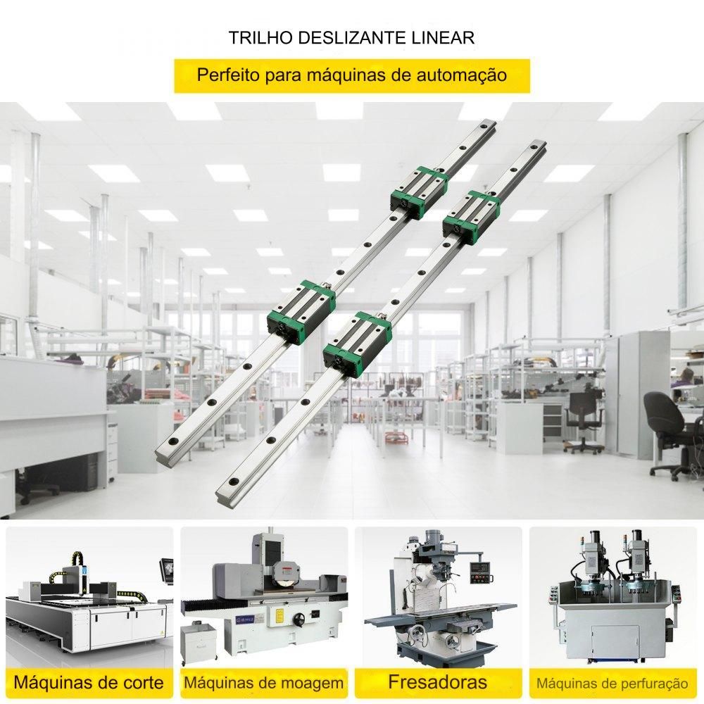 Guia Linear HSR 20 1700mm com 4 Blocos de Rolamento para CNC Tornos