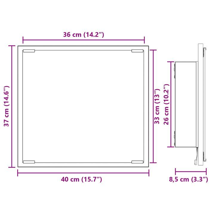 vidaXL Lustro Łazienkowe LED Szare Sonoma 40x8.5x37 cm MDF