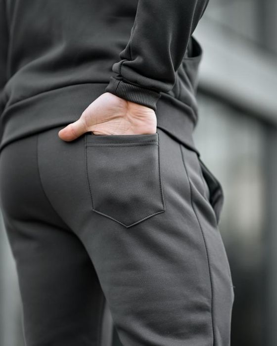 Флісова підкладка утеплений зимовий чоловічий спортивний костюм сірий