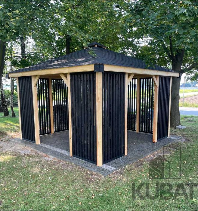 Altana ogrodowa 3x3 | nowoczesna altana | altanka z lamelami czarna