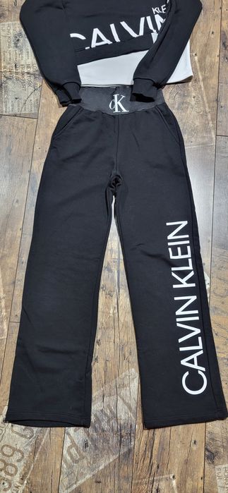 Dres damski dwa kolory zatrzaski bawełna premium szerokie spodnie S