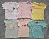 6 x Bluzka T-shirt niemowlęcy dla dziewczynki rozm. 74