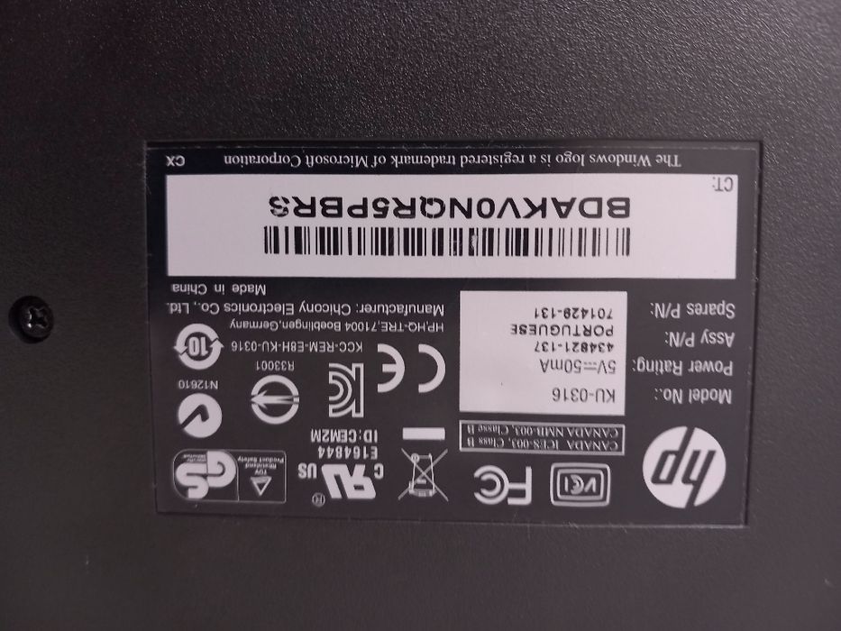 Teclado HP KU-0316 e Rato HP