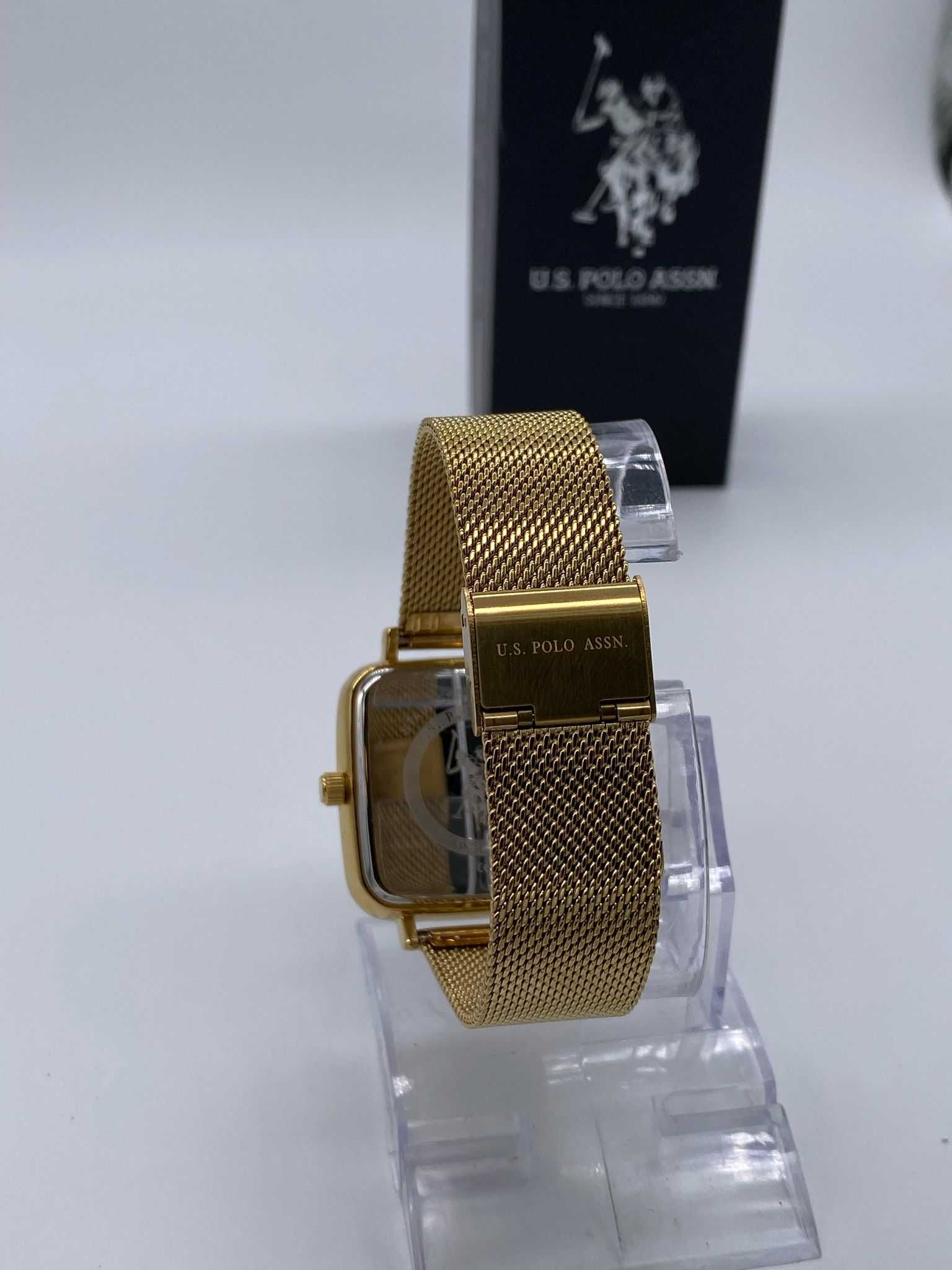 Oryginalny Zegarek U.S. Polo Assn. usp7051yg Złoty Kwadratowy Modny