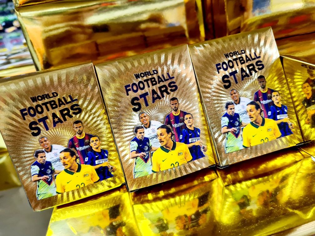 Nowy super komplet złote karty piłkarskie plastikowe 55 kart - zabawki