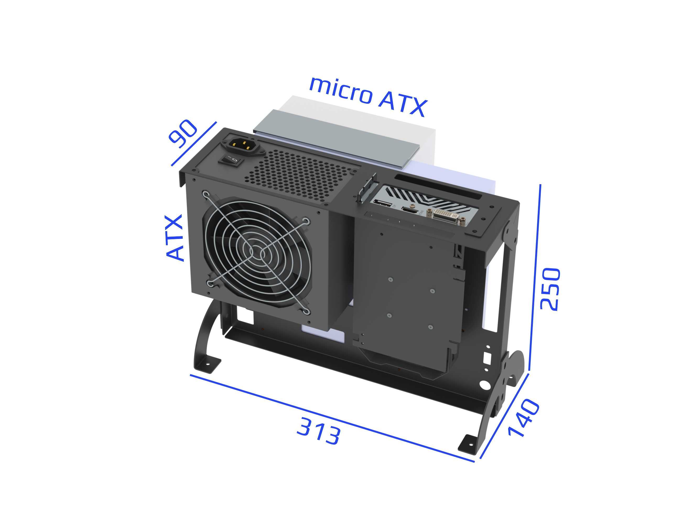 Корпус intshell OpenAir microATX ATX заднє розташування відеокарти