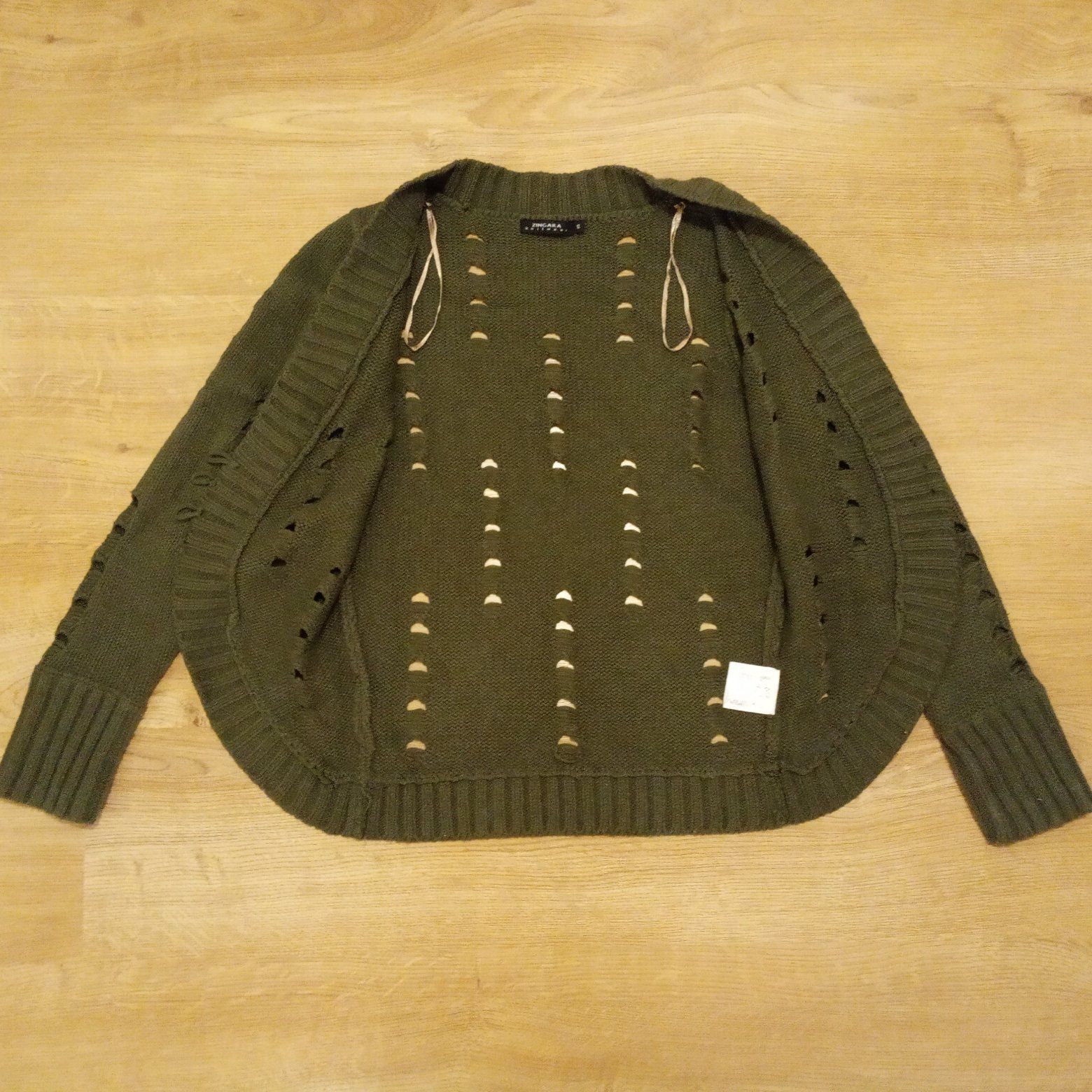 Sweter kardigan khaki militarny narzutka bluzka r. 38